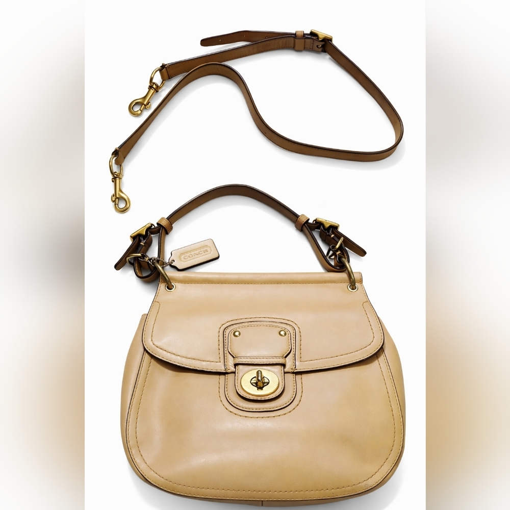 🌟 Coach Willis Legacy Saddle Bag Beige Leather Crossbody Satchel Rare 🌟